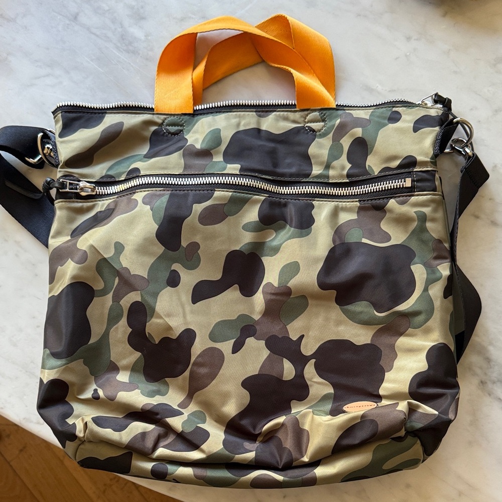 ShortyLove Camouflage Crossbody Bag with Orange Handles